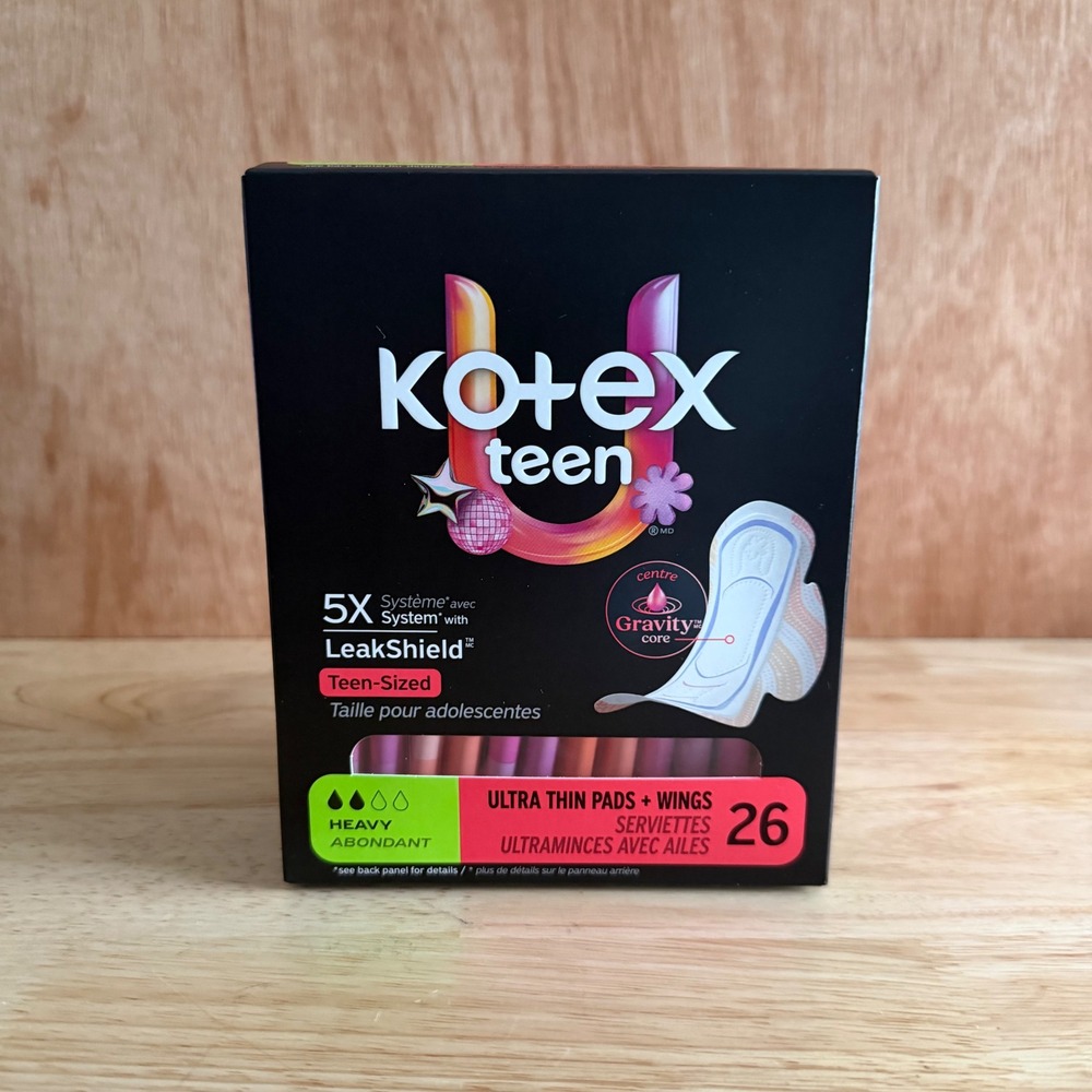 Kotex Teen Ultra Thin Pads Wings Heavy Absorbency 26 Count New Box product